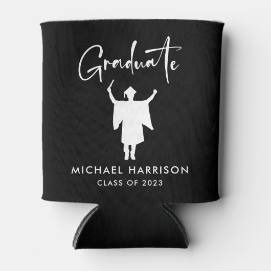 Moderne Script Graduation Party Black Dosenkühler (Vorderseite)