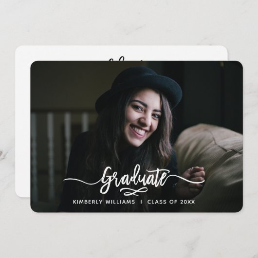 Moderne Script Graduation Party Einladung (Vorne/Hinten)