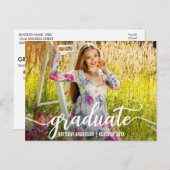 Moderne Script Graduation Party Einladung Foto W (Vorne/Hinten)