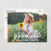 Moderne Script Graduation Party Einladung Foto W (Vorne/Hinten)