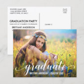 Moderne Script Graduation Party Foto Einladung W (Vorne/Hinten)