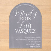 Moderne Script gray Washed Stone Rustikale Hochzei Acryleinladungen (Vorderseite)