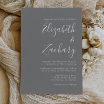 Moderne Script Gray White Wedding Einladung