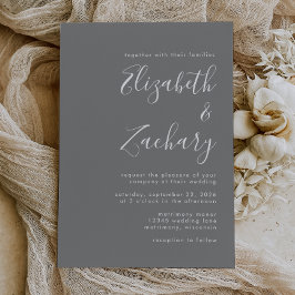 Moderne Script Gray White Wedding Einladung