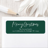 Moderne Script Green Christmas Card Rücksendeadres (Insitu)