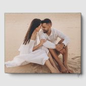 Moderne Script Green Foto Hochzeit Gästebuch (Rückseite)