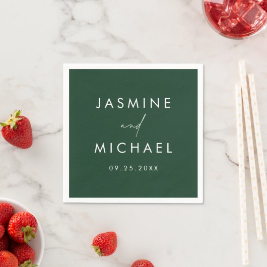 Moderne Script Green Wedding Serviette (Beispiel)