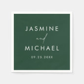 Moderne Script Green Wedding Serviette (Vorderseite)