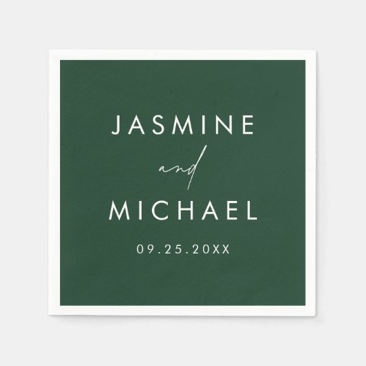Moderne Script Green Wedding Serviette (Vorderseite)