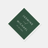 Moderne Script Green Wedding Serviette (Ecke)