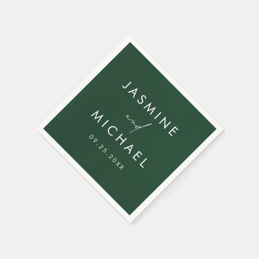 Moderne Script Green Wedding Serviette (Ecke)