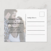 Moderne Script Greenerity Wedding Save the Date Ankündigungspostkarte (Rückseite)