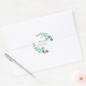 Moderne Script Greenery Blume Hochzeit Vielen Dank Runder Aufkleber (Umschlag)