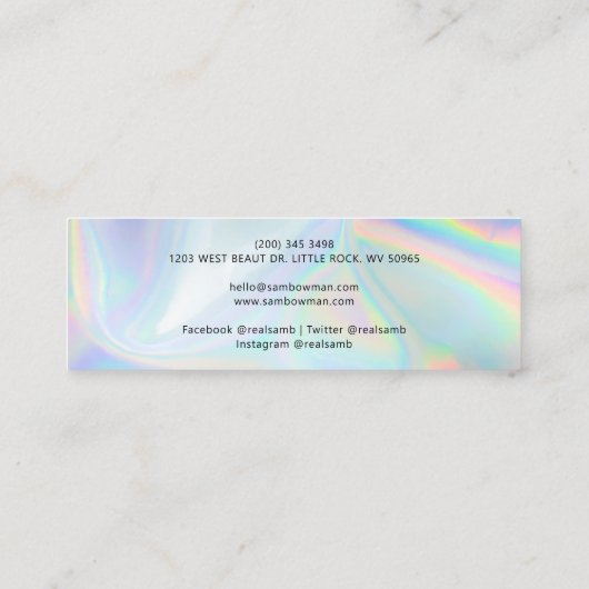 Moderne Script Hair Stylist Beauty Salon Eigentüme Mini Visitenkarte (Rückseite)