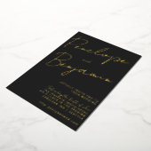 Moderne Script Handwriting Black and Gold Wedding Folieneinladung (Gedreht)