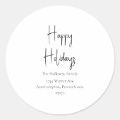 Moderne Script Happy Ferien Umschlag Aufkleber (Vorderseite)