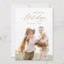 Moderne Script Happy Holiday Familie Foto Holiday