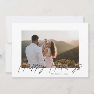 Moderne Script Happy Holidays Fotokarte Feiertagskarte