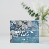 Moderne Script Happy New Year Holiday Postcard Postkarte (Stehend Vorderseite)