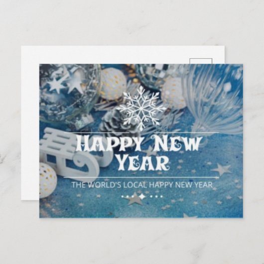 Moderne Script Happy New Year Holiday Postcard Postkarte (Vorne/Hinten)