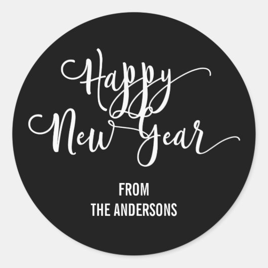 Moderne Script Happy New Year Sticker (Vorderseite)