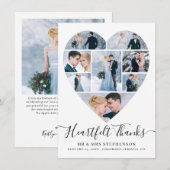 Moderne Script Heart Foto Collage Wedding Dankeskarte (Vorne/Hinten)
