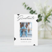 Moderne Script High School Senior Grad Ankündigung Postkarte (Stehend Vorderseite)