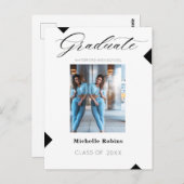 Moderne Script High School Senior Grad Ankündigung Postkarte (Vorne/Hinten)