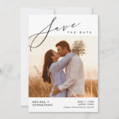 Moderne Script Hochzeit, Abendessen Feier Save The Date (Vorderseite)