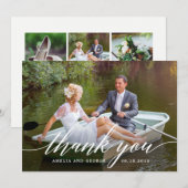 Moderne Script Hochzeit Danke Foto Card (Vorne/Hinten)