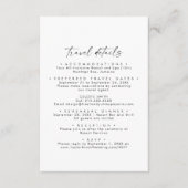 Moderne Script-Hochzeit in Urlaubsort Reisedetails Begleitkarte (Vorderseite)
