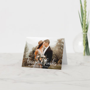 Moderne Script Hochzeit Liebe und Dank Hinweis Dankeskarte