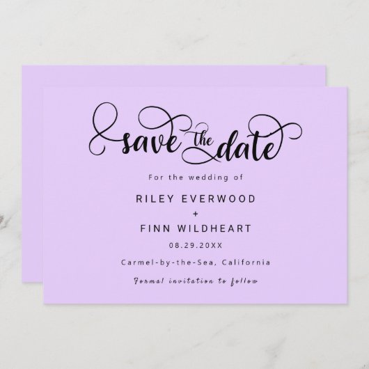 Moderne Script Hochzeit speichern das Datum Einlad Save The Date (Vorne/Hinten)