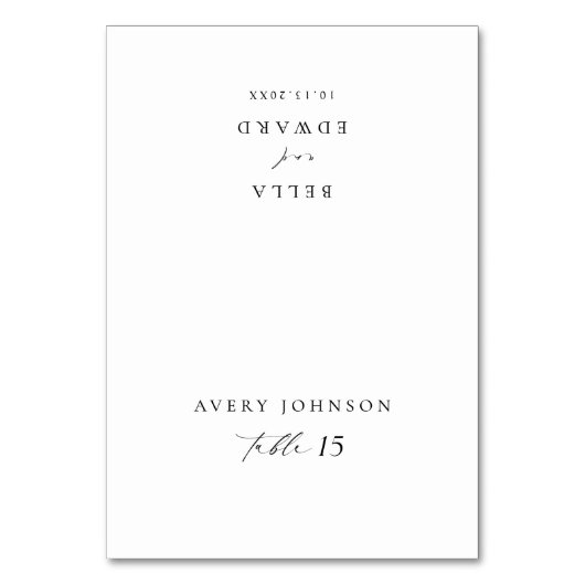 Moderne Script-Hochzeitskarten Tischnummer (Vorderseite)