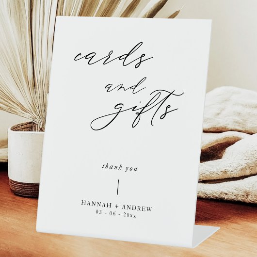 Moderne Script Hochzeitskarten und Geschenke Sockelschild