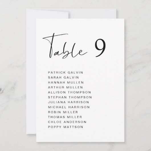 Moderne Script Hochzeitskartentabelle Einladung (Vorderseite)