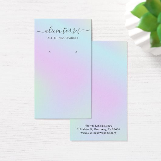 Moderne Script Holographic Earring Card (Schreibtisch)