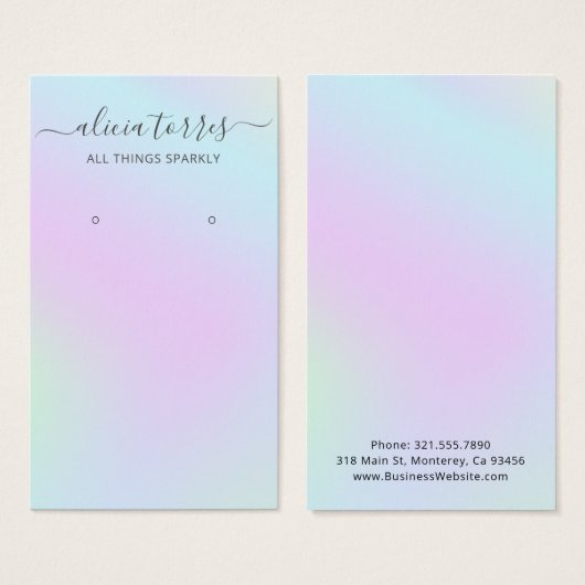Moderne Script Holographic Earring Card (Vorne & Hinten)