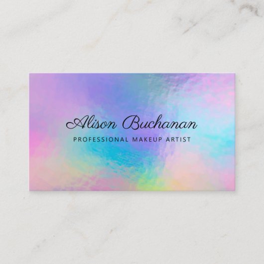 Moderne Script-Imitate Holographic Makeup Artist Visitenkarte (Vorderseite)