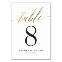 Moderne Script-Imitats Gold Foil Tischnummer Card