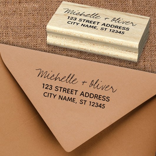 Moderne Script-Individuelle Name Hochzeitskoppel-A Gummistempel