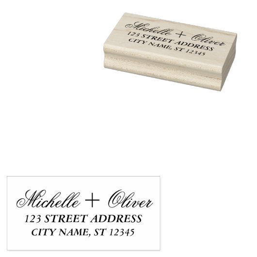 Moderne Script-Individuelle Name Hochzeitskoppel-A Gummistempel (Stempel)
