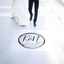 Moderne Script Initial Logo Rustikale Hochzeit Bodenaufkleber