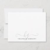 Moderne Script Initials Monogram Minimal Gray Mitteilungskarte (Vorderseite)