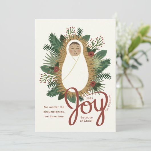 Moderne Script Joy Baby Jesus Krippe Weihnachten (Stehend Vorderseite)