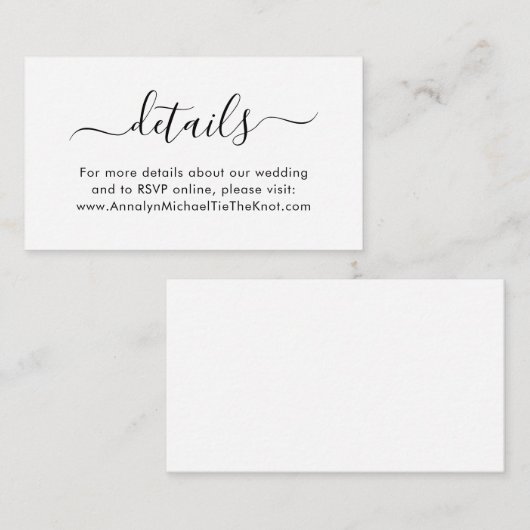 Moderne Script-Kalligrafie Minimale Details Begleitkarte (Vorne/Hinten)