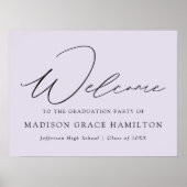 Moderne Script Lavender Welcome Graduation Party Poster (Vorne)