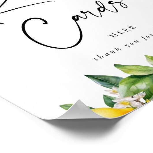 Moderne Script Lemon Zitrusfrüchte Rezeptionskarte Poster (Ecke)