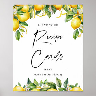 Moderne Script Lemon Zitrusfrüchte Rezeptionskarte Poster