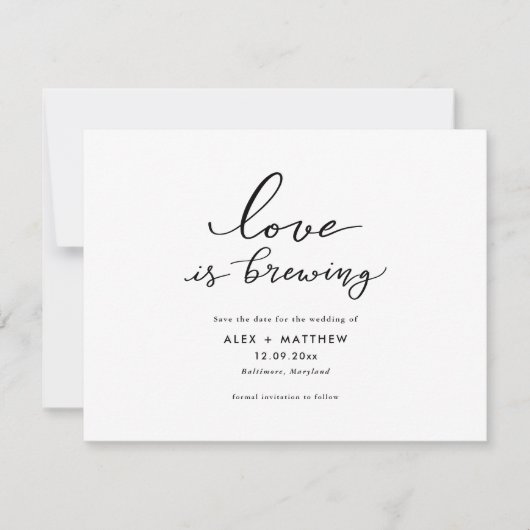 Moderne Script-Liebe bricht Save the Date Einladung (Vorderseite)